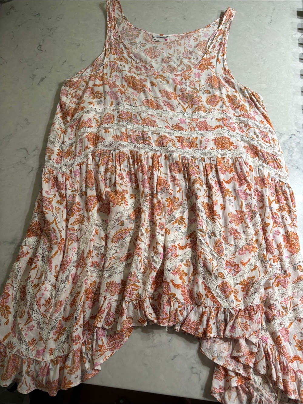 Free People Pink and Peach Floral Intimately Label Top or dress